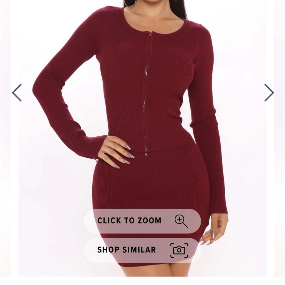 Fashion nova skirt set. Size small. Burgundy color